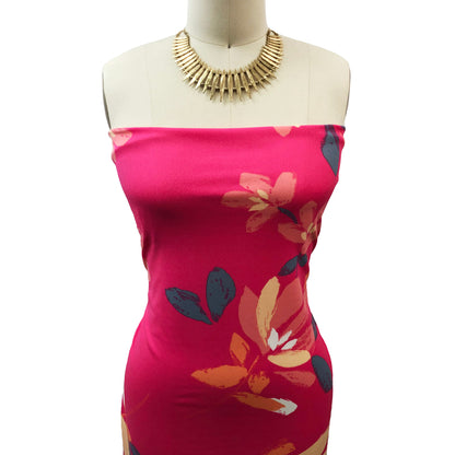 P-3302-702-FUCHSIA-FLAMINGO - PRINTED SCUBA CREPE 97% POLY 3% SPANDEX