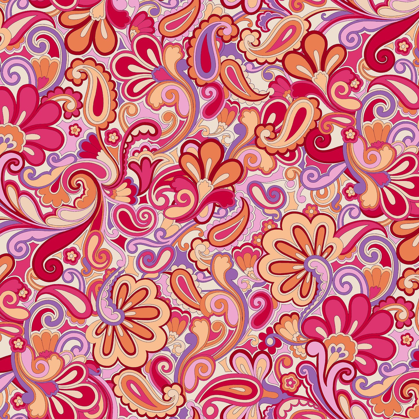 P-3304-456-RASPBERRY-SORBET-PEACH - PRINTED STRETCH SATIN 100% POLY