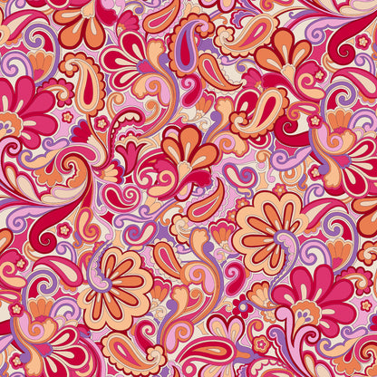 P-3304-456-RASPBERRY-SORBET-PEACH - PRINTED STRETCH SATIN 100% POLY