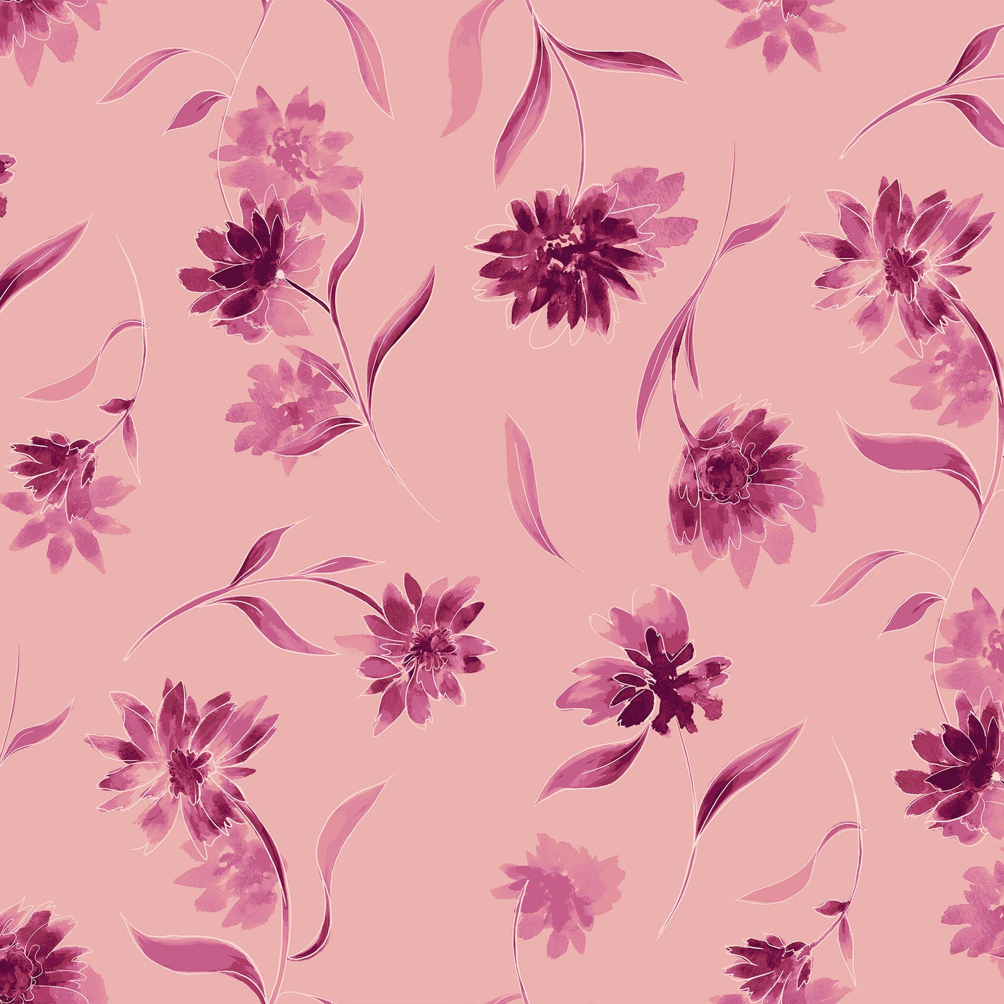 P-3309-702-POWDER-PINK-BERRY - PRINTED SCUBA CREPE 97% POLY 3% SPANDEX