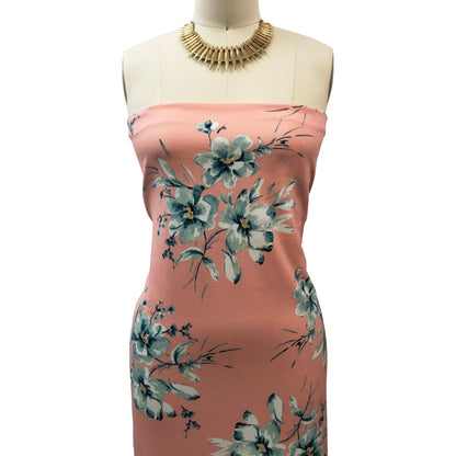P-3315-702-BLOSSOM-SEAFOAM - PRINTED SCUBA CREPE 97% POLY 3% SPANDEX