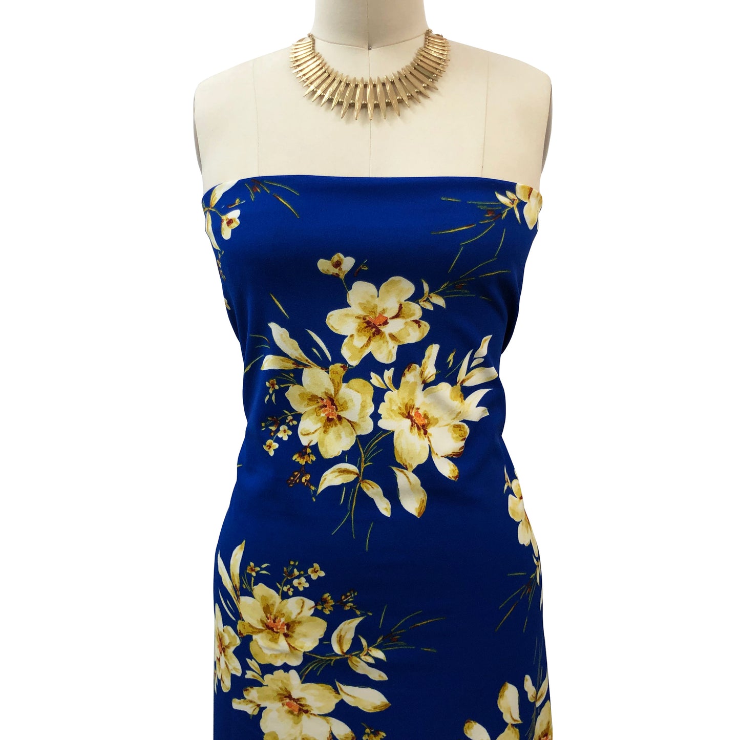 P-3315-702-ROYAL-GOLDEN-MIST - PRINTED SCUBA CREPE 97% POLY 3% SPANDEX