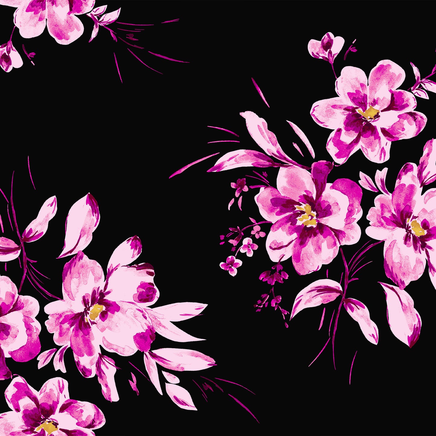 P-3319-702-BLACK-BERRY-PINK - PRINTED SCUBA CREPE 97% POLY 3% SPANDEX