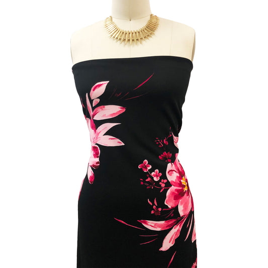 P-3319-702-BLACK-BERRY-PINK - PRINTED SCUBA CREPE 97% POLY 3% SPANDEX