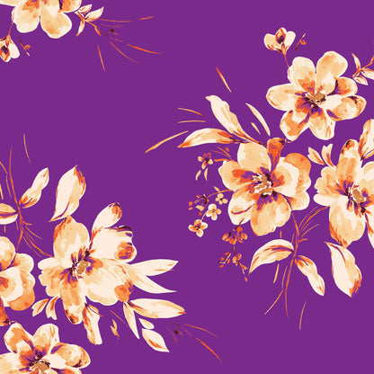 P-3319-702-DEEP-ORCHID-ORANGE-MANGO - PRINTED SCUBA CREPE 97% POLY 3% SPANDEX