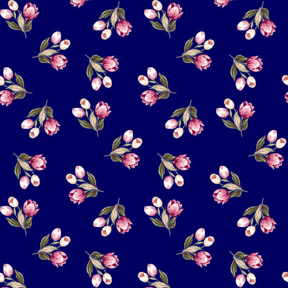 P-332-636-NAVY-ROSE - PRINTED CREPON 100% RAYON CREPON