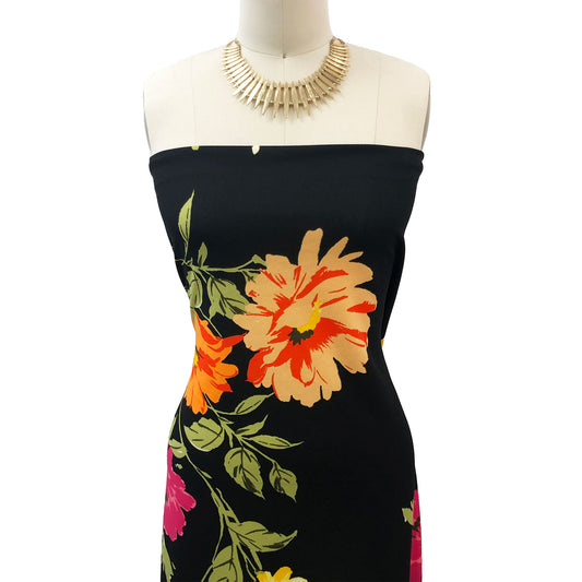 P-3320-702-BLACK-ORANGE - PRINTED SCUBA CREPE 97% POLY 3% SPANDEX