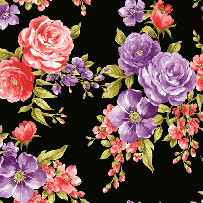 P-3321-702-BLACK-FIESTA - PRINTED SCUBA CREPE 97% POLY 3% SPANDEX