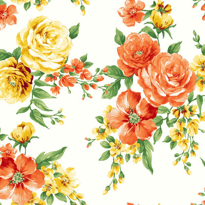 P-3321-702-OFF-WHITE-MARIGOLD -  PRINTED SCUBA CREPE 97% POLY 3% SPANDEX