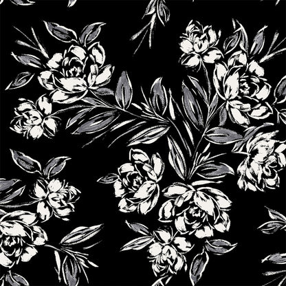 P-3323-754-BLACK-OFFWHITE - PRINTED POLY MOROCCAN 100% POLY