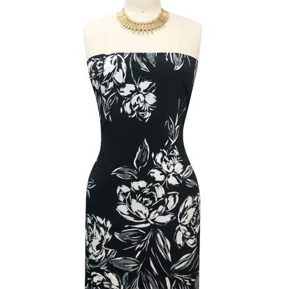 P-3323-754-BLACK-OFFWHITE - PRINTED POLY MOROCCAN 100% POLY