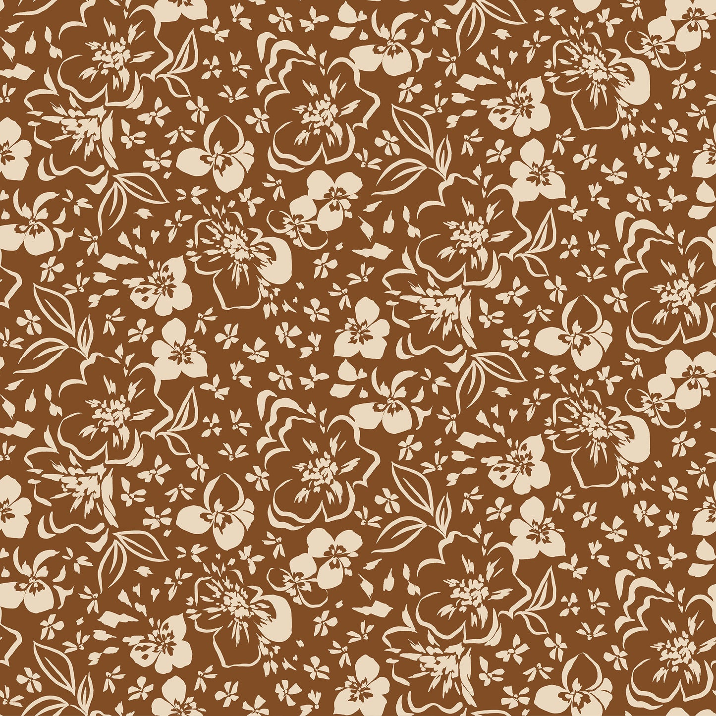 P-3325-636-CARAMEL-ECRU - PRINTED CREPON 100% RAYON CREPON