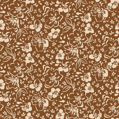 P-3325-636-CARAMEL-ECRU - PRINTED CREPON 100% RAYON CREPON