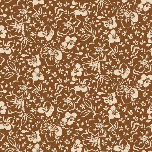 P-3325-636-CARAMEL-ECRU - PRINTED CREPON 100% RAYON CREPON