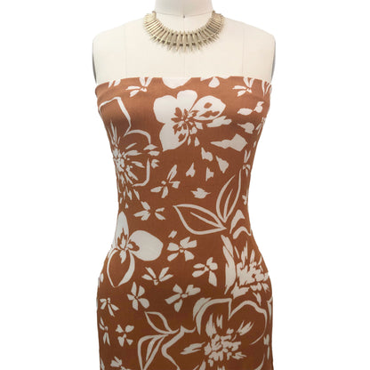 P-3325-636-CARAMEL-ECRU - PRINTED CREPON 100% RAYON CREPON