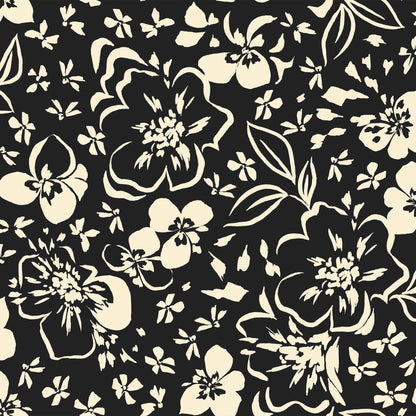 P-3325-636-CHARCOAL-ECRU - PRINTED CREPON 100% RAYON CREPON