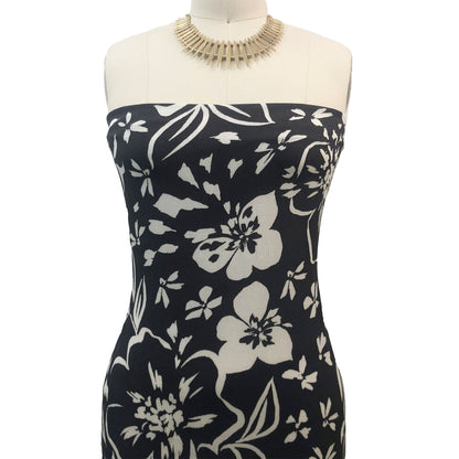 P-3325-636-CHARCOAL-ECRU - PRINTED CREPON 100% RAYON CREPON