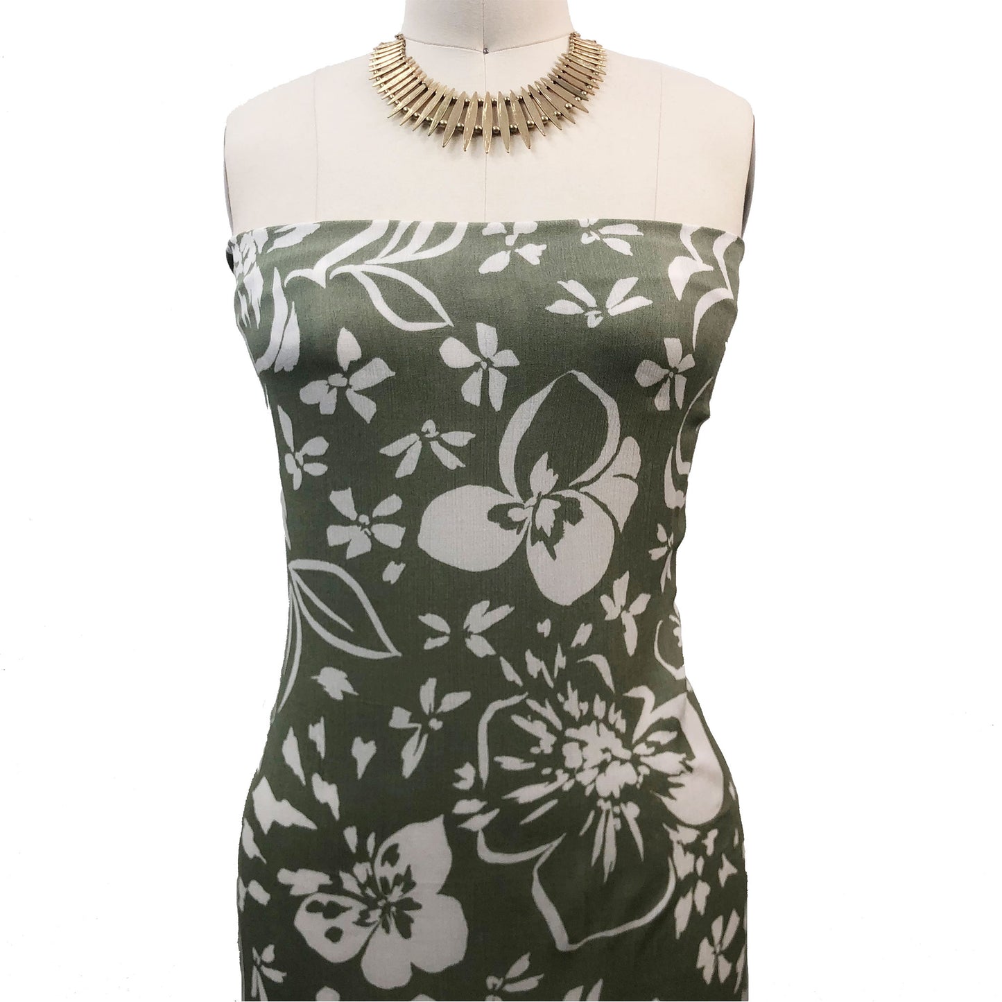 P-3325-636-SAGE-ECRU - PRINTED CREPON 100% RAYON CREPON