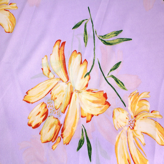P-3327-456-LILAC-BANANA - PRINTED STRETCH SATIN 100% POLY