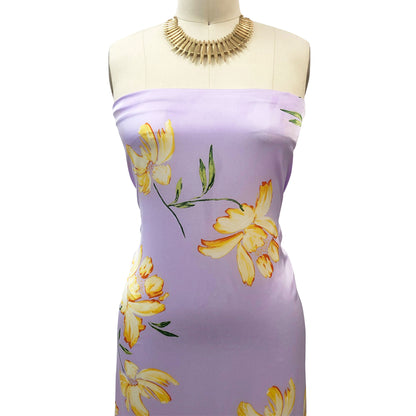 P-3327-456-LILAC-BANANA - PRINTED STRETCH SATIN 100% POLY
