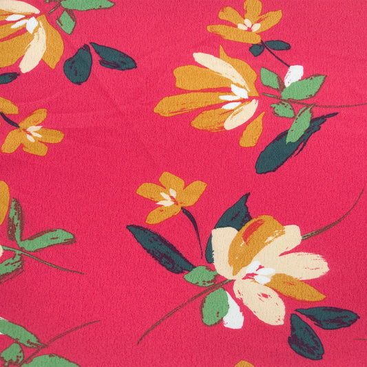 P-3340-754-BUBBLE-GUM-YELLOW - PRINTED POLY MOROCCAN 100% POLY