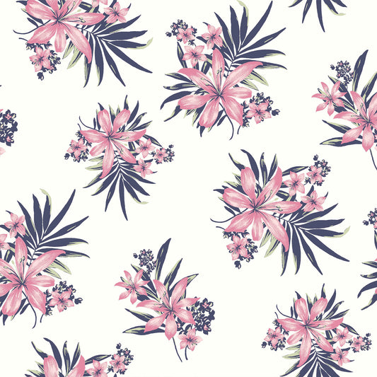 P-335-734-OFFWHITE-GUAVA - PRINT WOOL PEACH 100% POLYESTER