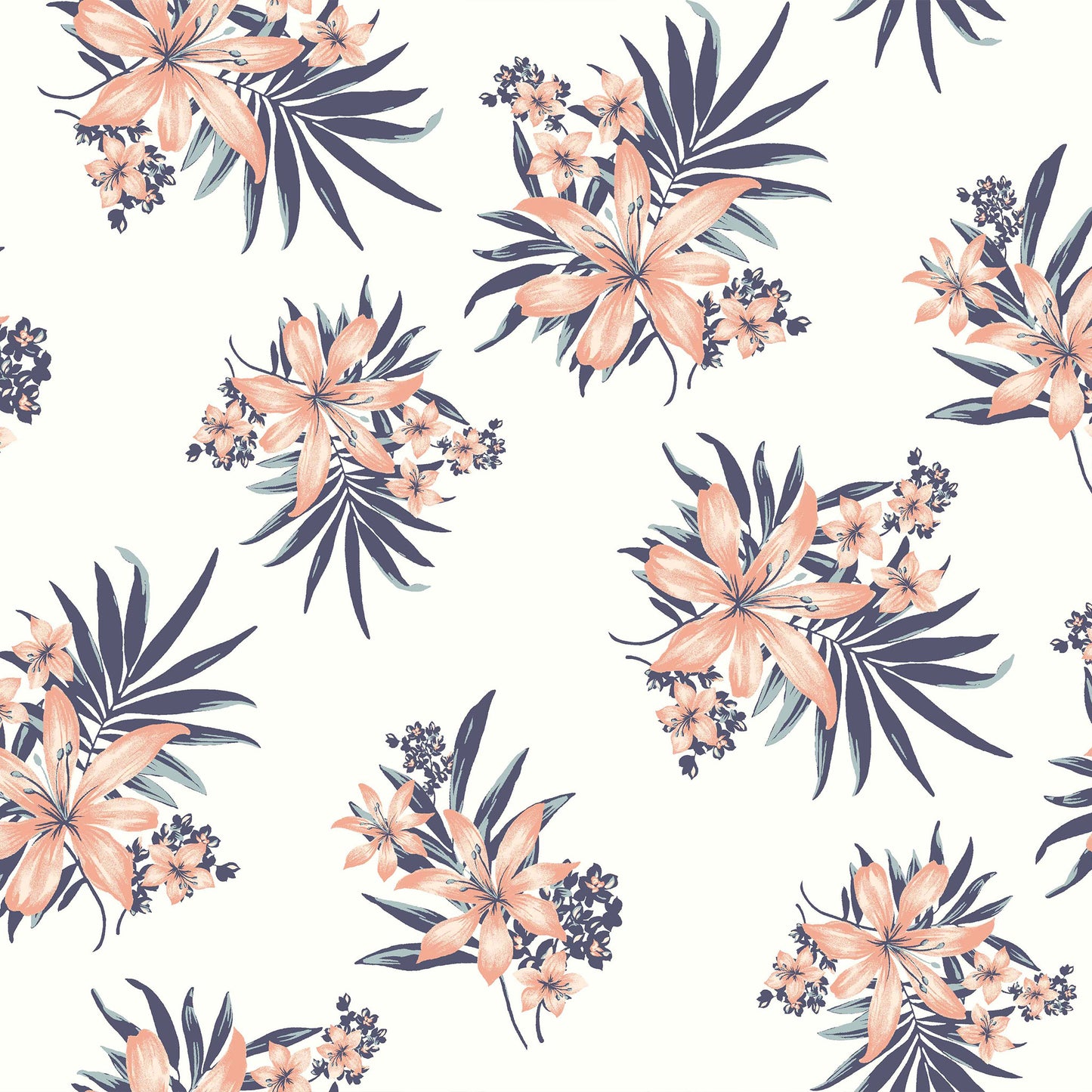 P-335-734-OFFWHITE-PEACH - PRINT WOOL PEACH 100% POLYESTER