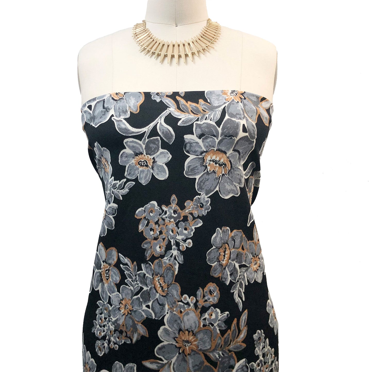 P-3373-702-BLACK-GREY - PRINTED SCUBA CREPE 97% POLY 3% SPANDEX