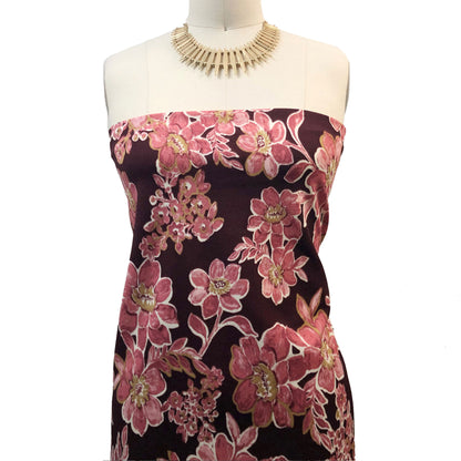 P-3373-702-BURGUNDY-DUSTY-ROSE - PRINTED SCUBA CREPE 97% POLY 3% SPANDEX