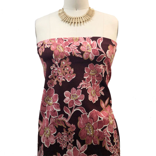 P-3373-702-BURGUNDY-DUSTY-ROSE - PRINTED SCUBA CREPE 97% POLY 3% SPANDEX