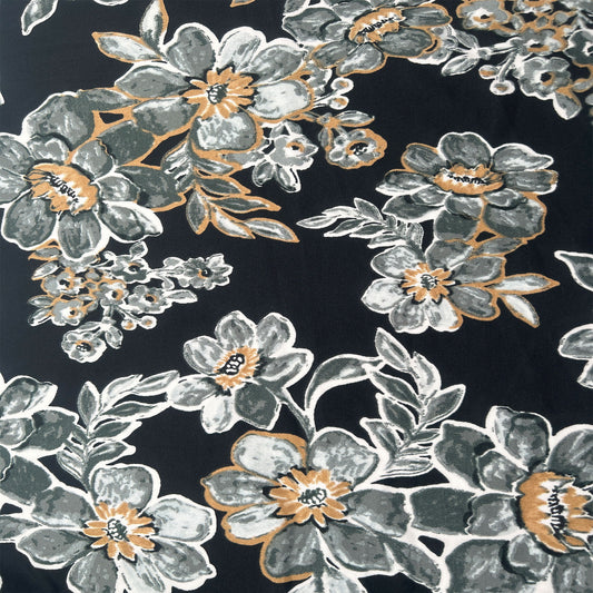 P-3373-730-BLACK-GREY - PRINTED DTY SEMI SHINY 85% POLY 15%SPANDEX