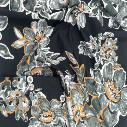 P-3373-730-BLACK-GREY - PRINTED DTY SEMI SHINY 85% POLY 15%SPANDEX
