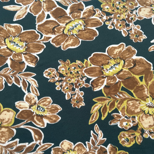 P-3373-730-OLIVE-CAMEL - PRINTED DTY SEMI SHINY 85% POLY 15%SPANDEX
