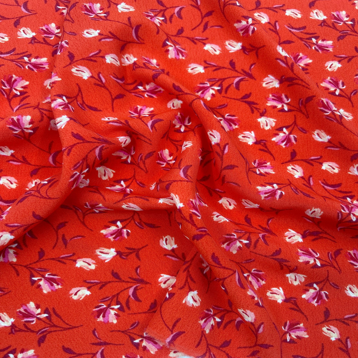 P-3378-754-CHERRY-TOMATO-PEACH - PRINTED POLY MOROCCAN 100% POLY
