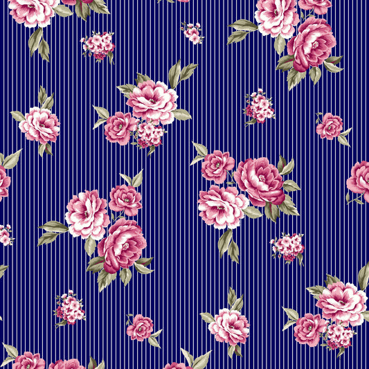 P-339-453-NAVY-FUCHSIA - PRINTED POLY POWER MESH 92%POLY 8%SPANDEX