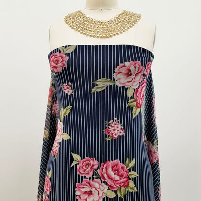 P-339-453-NAVY-FUCHSIA - PRINTED POLY POWER MESH 92%POLY 8%SPANDEX