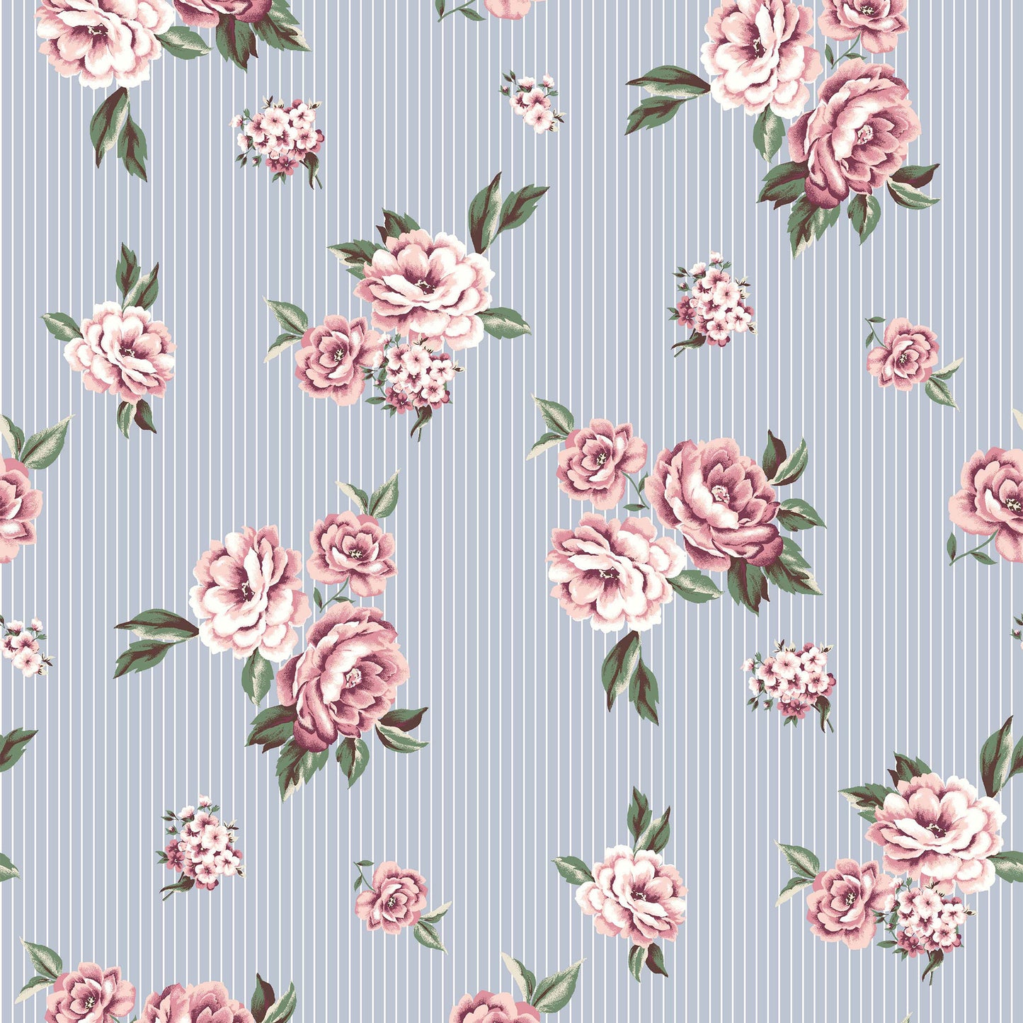 P-339-504-DUSTY-BLUE-ROSE - PRINTED WOOL DOBBY 100% POLYESTER