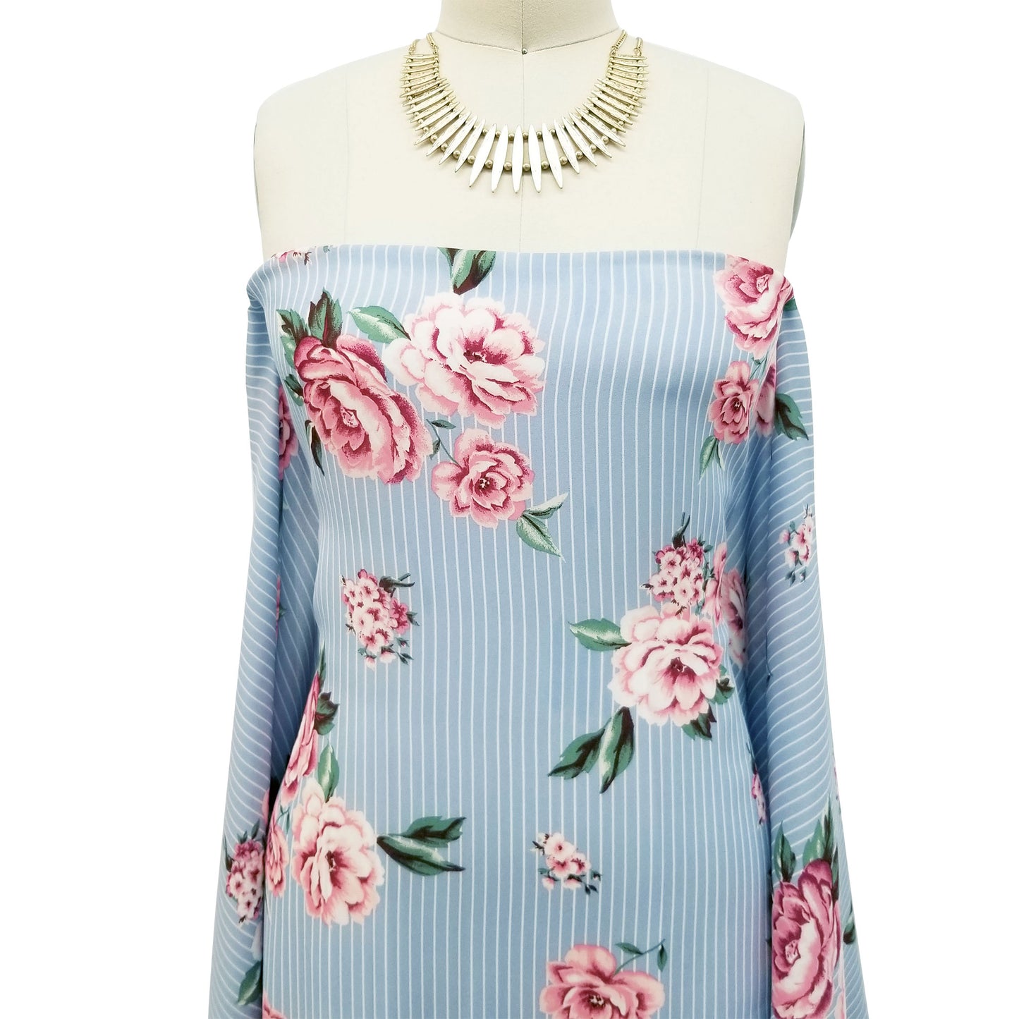 P-339-504-DUSTY-BLUE-ROSE - PRINTED WOOL DOBBY 100% POLYESTER