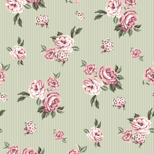 P-339-504-SAGE-ROSE - PRINTED WOOL DOBBY 100% POLYESTER