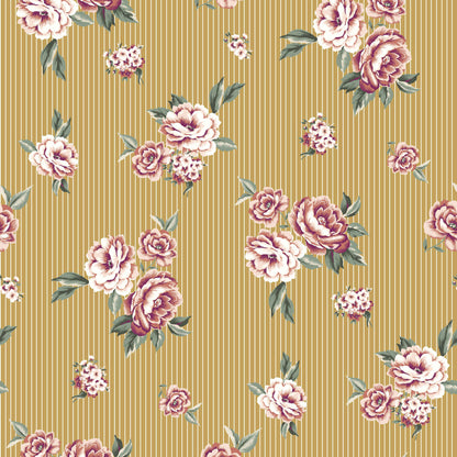 P-339-586-MUSTARD-CORAL - PRINTED CREPE CHIFFON 97% POLY 3% SPANDEX