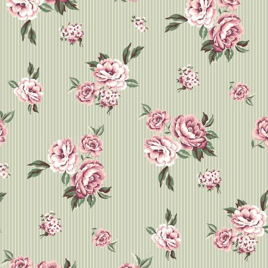 P-339-586-SAGE-ROSE - PRINTED CREPE CHIFFON 97% POLY 3% SPANDEX