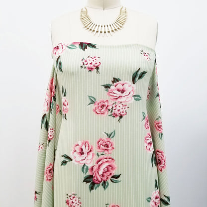 P-339-586-SAGE-ROSE - PRINTED CREPE CHIFFON 97% POLY 3% SPANDEX