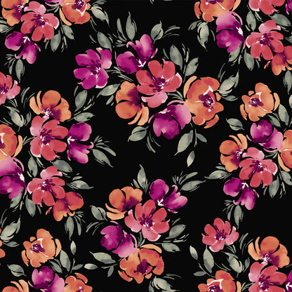 P-3438-702-BLACK-RED-FUCHSIA - PRINTED SCUBA CREPE 97% POLY 3% SPANDEX