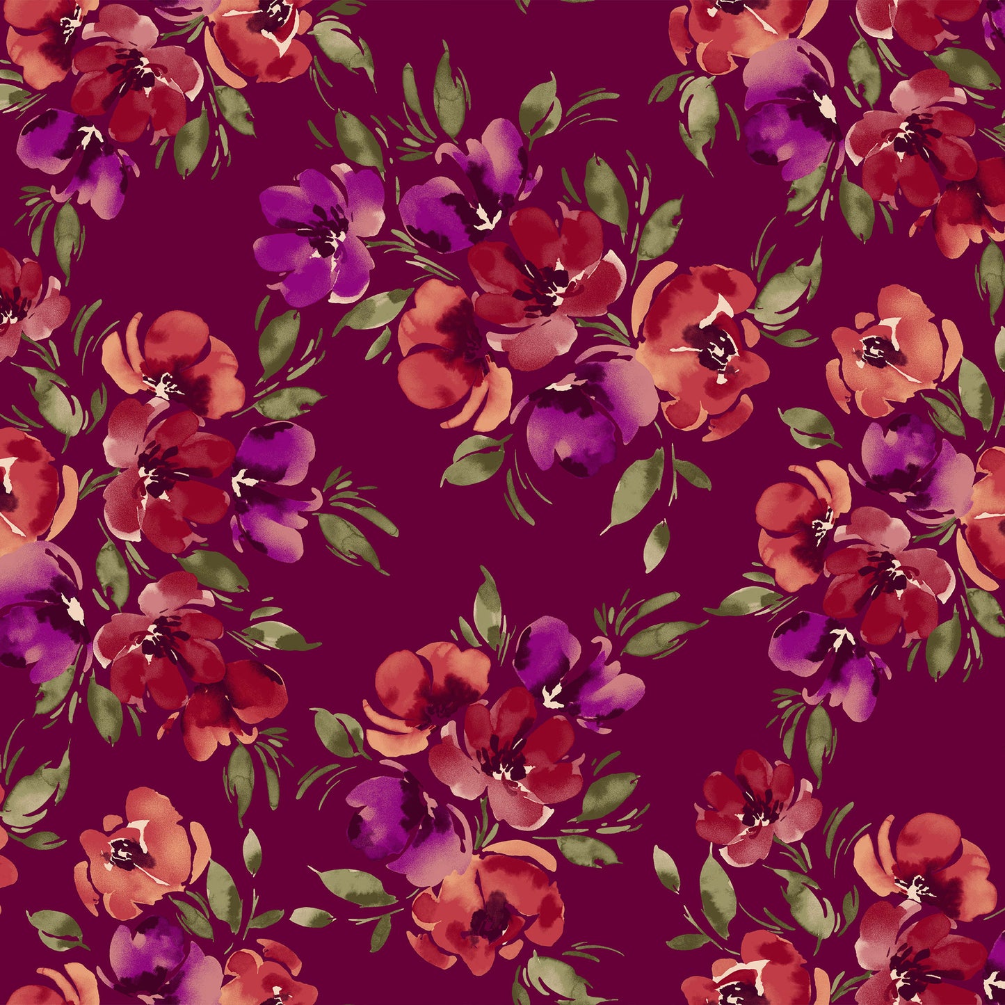 P-3438-702-WINE-RED-MAGENTA - PRINTED SCUBA CREPE 97% POLY 3% SPANDEX