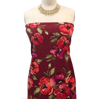 P-3438-702-WINE-RED-MAGENTA - PRINTED SCUBA CREPE 97% POLY 3% SPANDEX