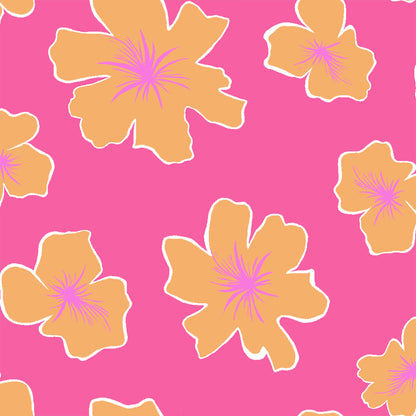 P-3464-754-BUBBLE-GUM-ORANGE - PRINTED POLY MOROCCAN 100% POLY