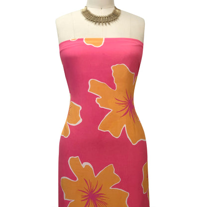 P-3464-754-BUBBLE-GUM-ORANGE - PRINTED POLY MOROCCAN 100% POLY