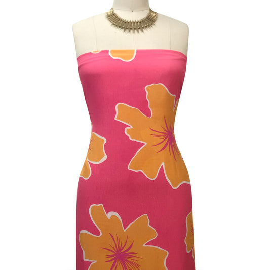 P-3464-754-BUBBLE-GUM-ORANGE - PRINTED POLY MOROCCAN 100% POLY