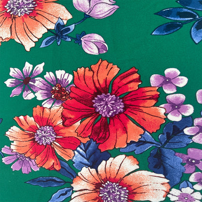 P-3476-702-KELLY-GREEN-CORAL - PRINTED SCUBA CREPE 97% POLY 3% SPANDEX