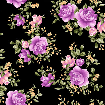 P-3478-702-BLACK-MAGENTA - PRINTED SCUBA CREPE 97% POLY 3% SPANDEX